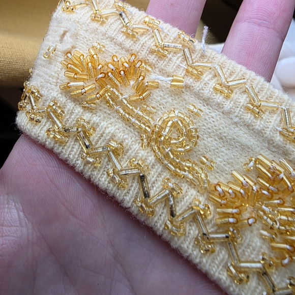 Marchesa Cocktail Sweater Tank Vintage 1960's Mid Century Rhintestone Cream Wool - Picture 15 of 16